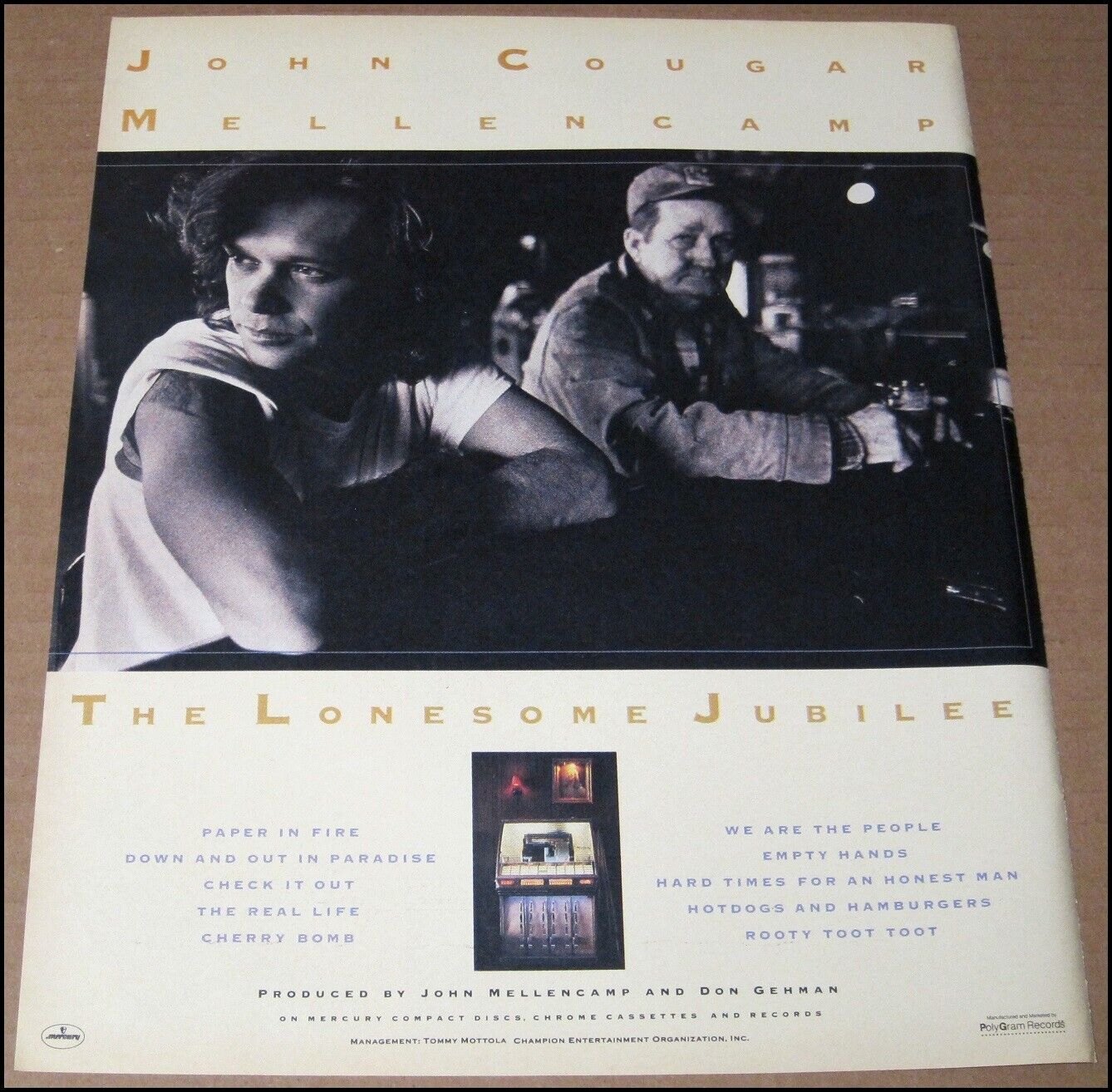 1987 John Cougar Mellencamp Print Ad The Lonesome Jubilee Album Advertisement