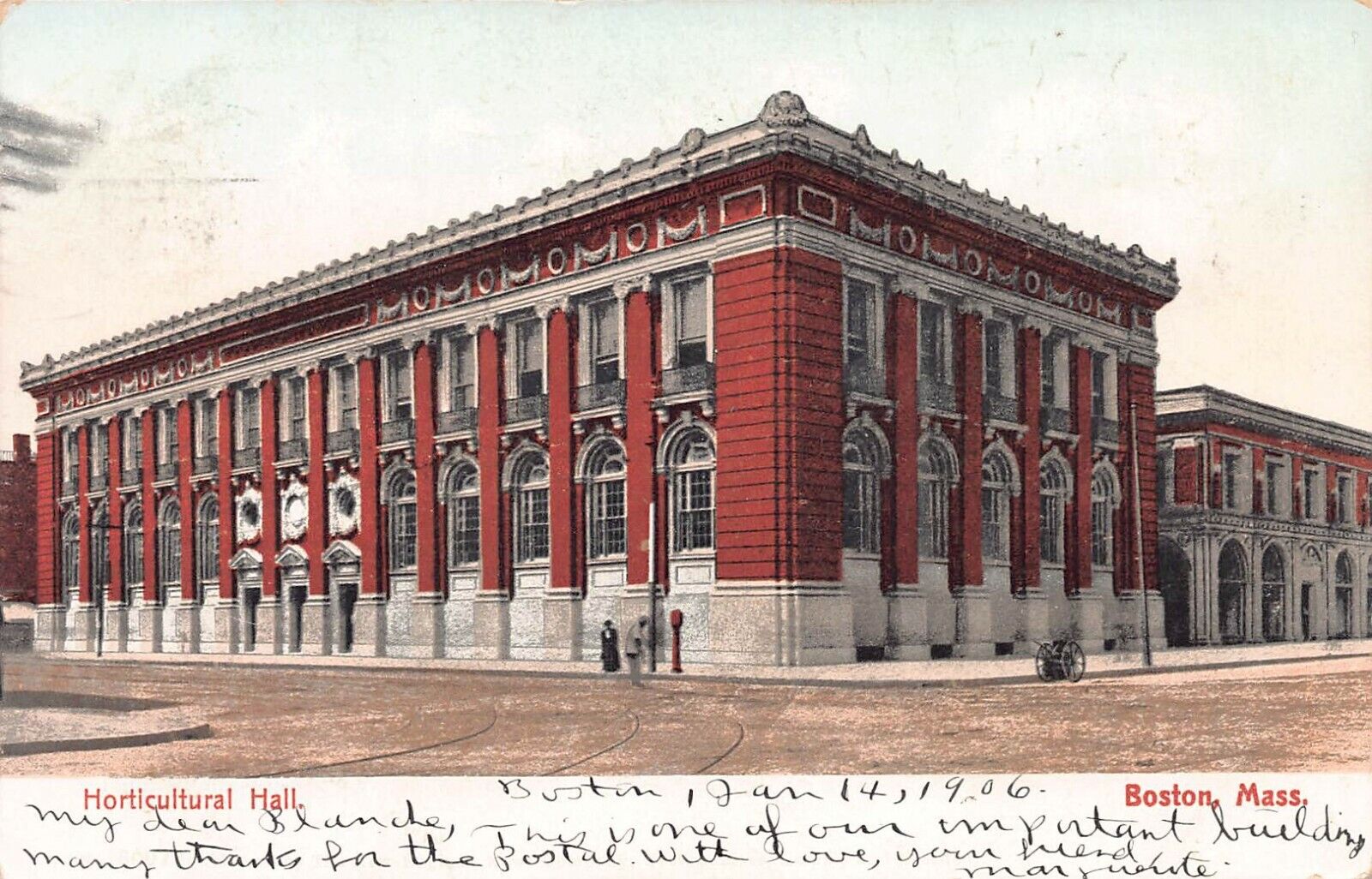 Horticultural Hall, Boston, Massachusetts, Very Early Postcard, Used in 1906