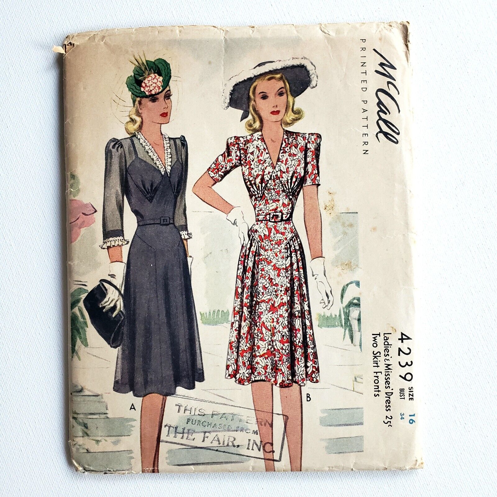 1940s Vintage McCalls 4239 Dress Pattern