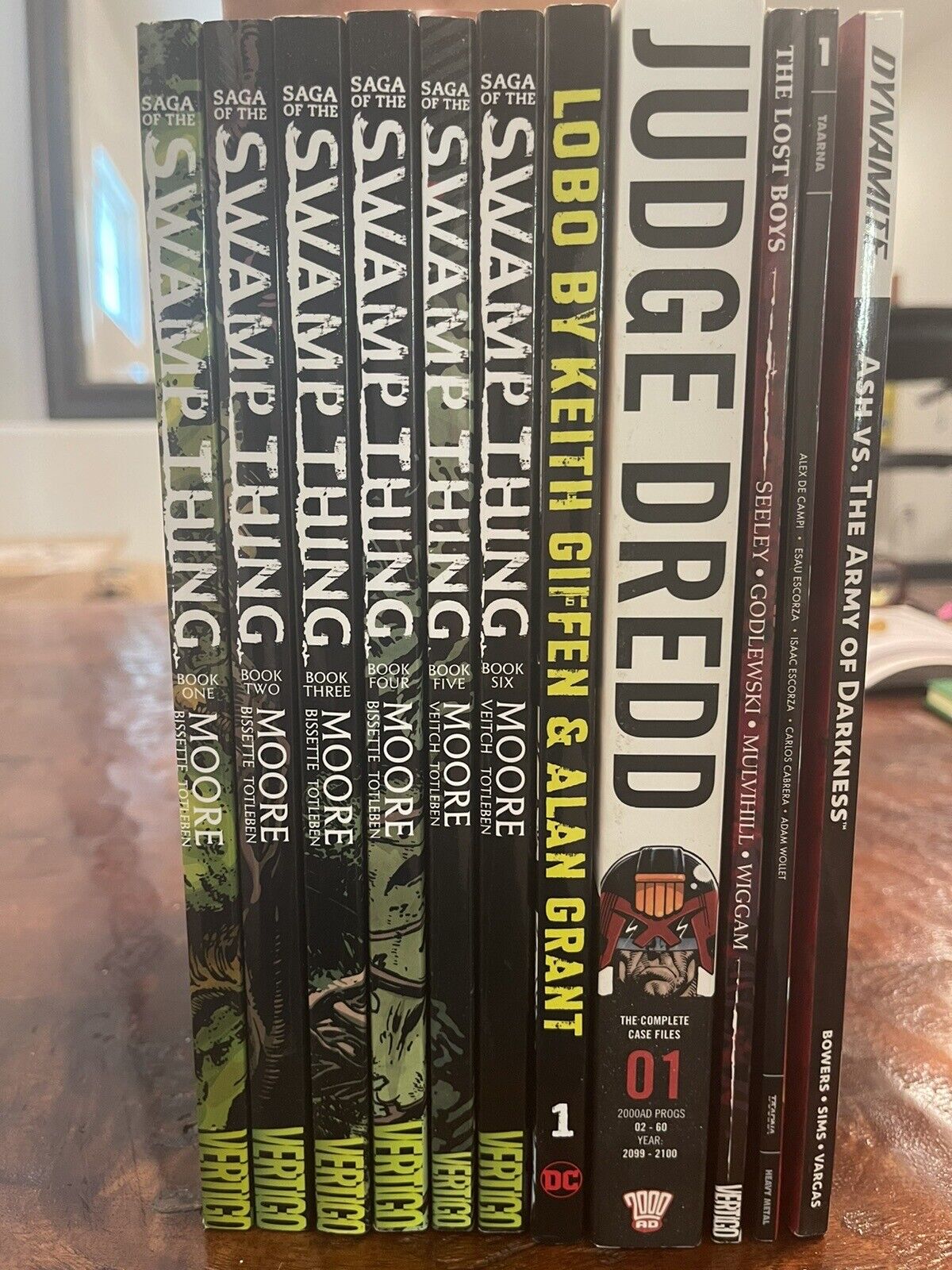 Lot Of 10 Graphic Novels Alan Moore Swamp Thing Complete Series Judge Dredd Lobo