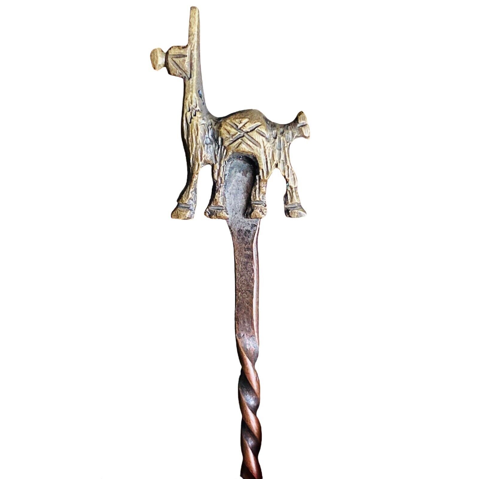 UNIQUE Vintage Peru Llama Alpaca Souvenir Tiny Ladle Spoon 2.5” Copper