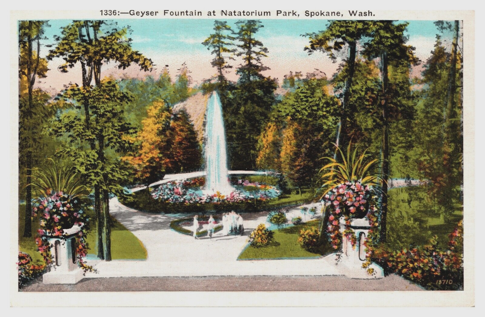 Geyser Fountain at Natatorium Park Spokane Washington WA  Postcard