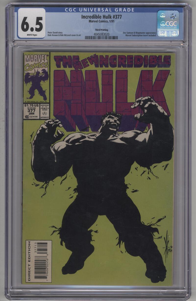 Incredible Hulk #377 RARE 3rd Print CGC 6.5 Classic Cover Low Print Run