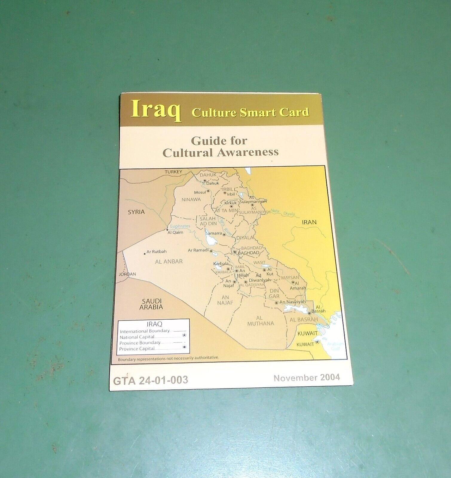 2004 OIF Iraq Culture Smart Card Cultural Awareness Guide US Marine Corps USMC