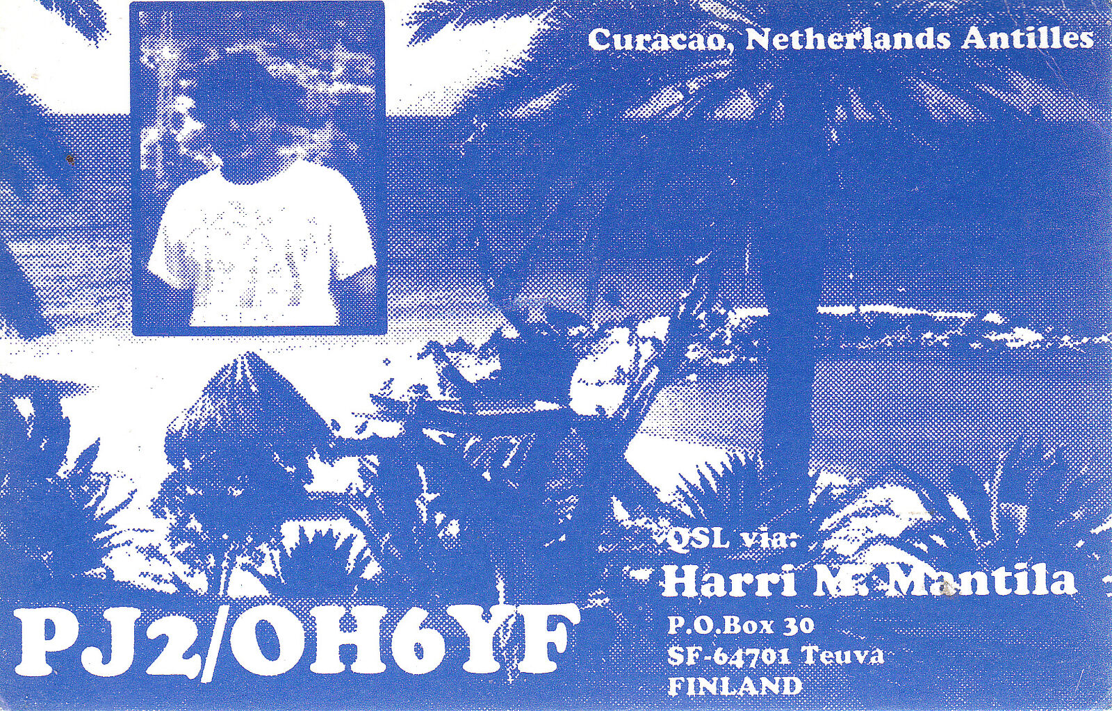 PJ2J/OH6YF QSL Card-Curacao   1991