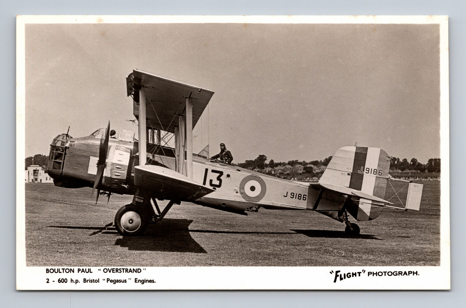 RPPC RAF Boulton Paul Overstrand Bomber Biplane FLIGHT Photograph Postcard