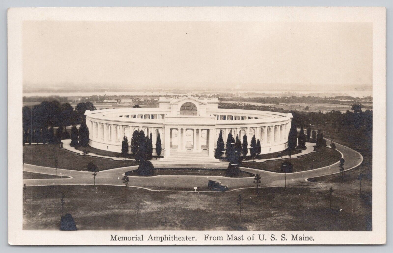 US Navy Battleship USS Maine Memorial Amphitheater Mast Real Photo Postcard RPPC