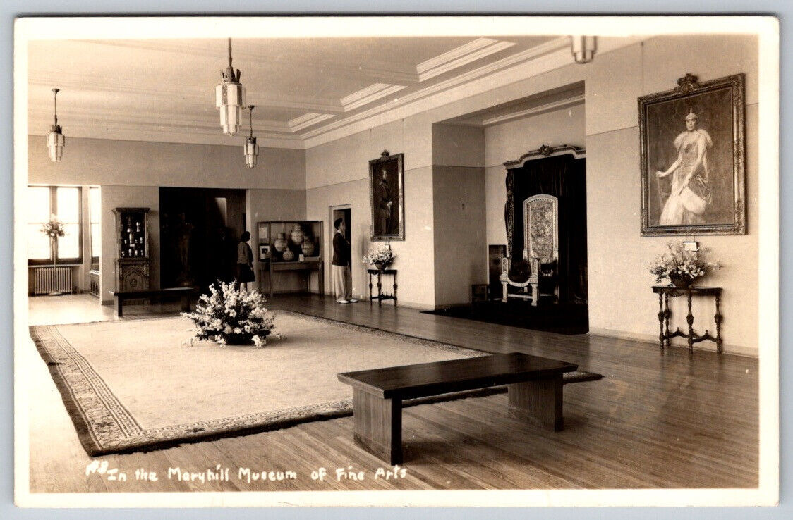 Inside The Maryhill Museum of Fine Arts Maryhill WA Real Photo Postcard RPPC