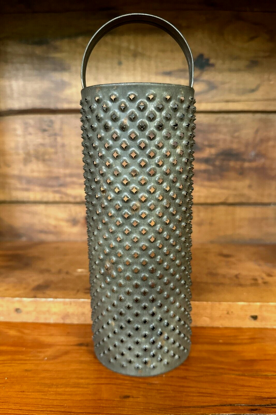 Antique Punched Tin Half Round Grater Small 8\