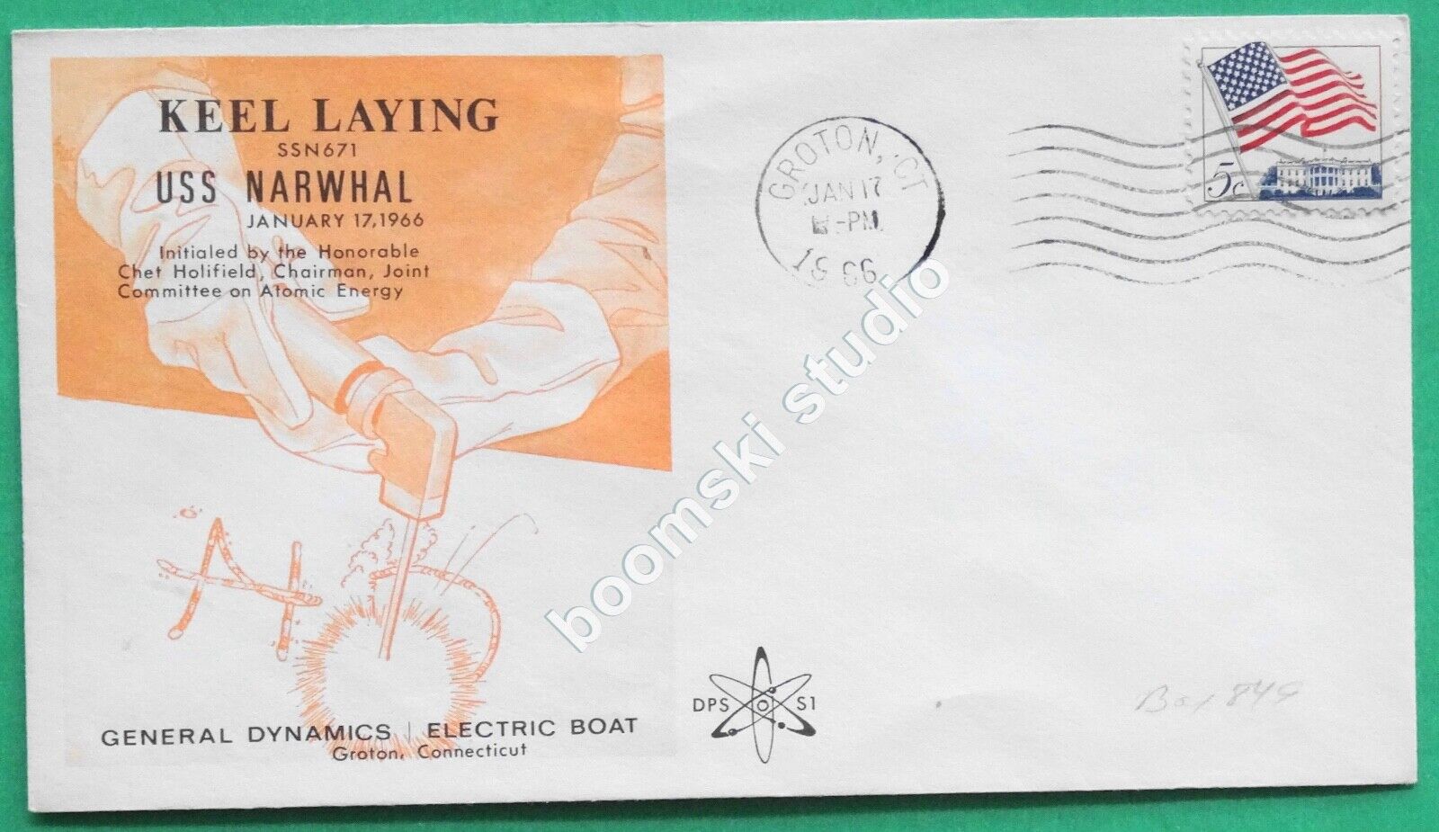 USS NARWHAL SSN-671 Keel laying cover dated 1966 (CAN-140)
