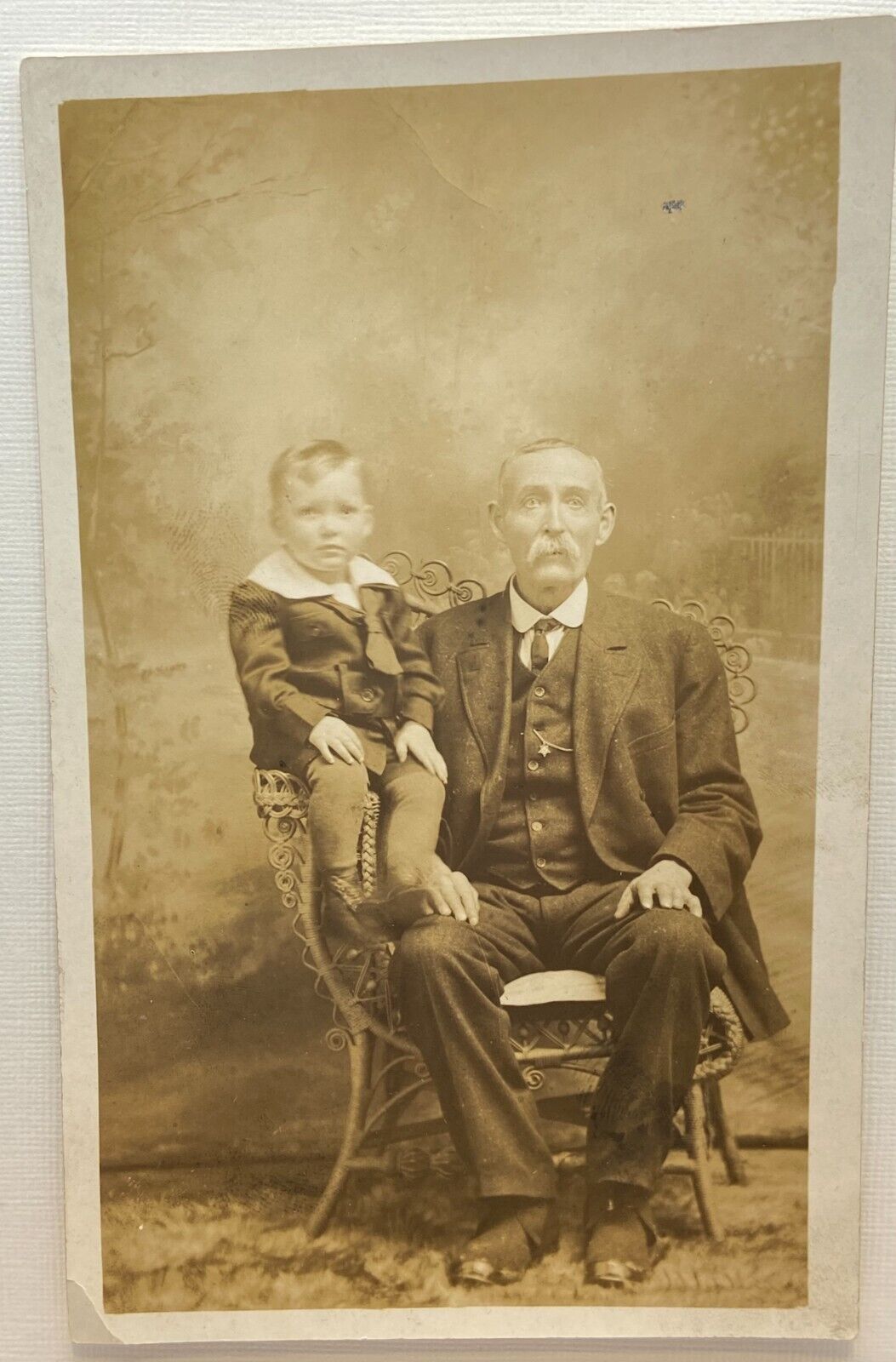 Antique Real Photo RPPC Postcard Older Man and Boy