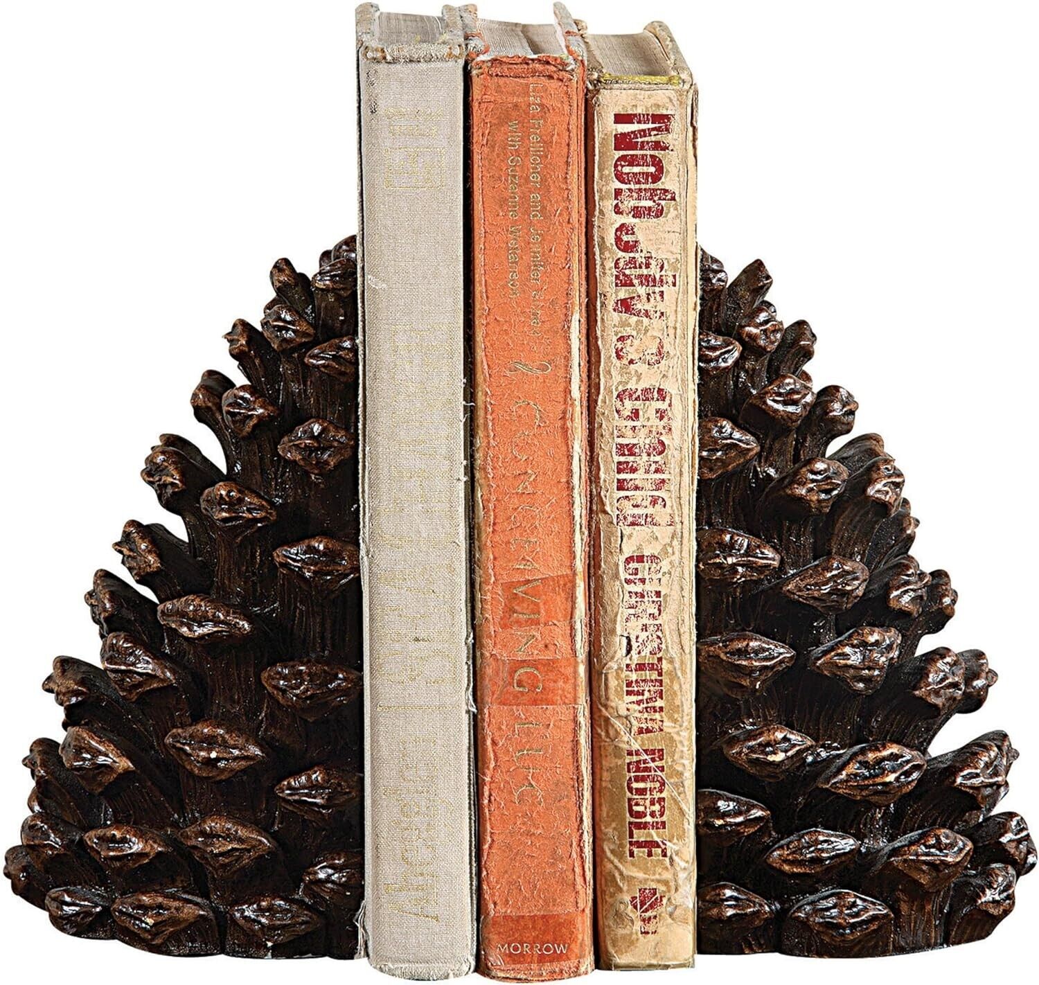 Pair of Pinecone Shaped Resin Bookends (Set of 2 Pieces)  7 inches High