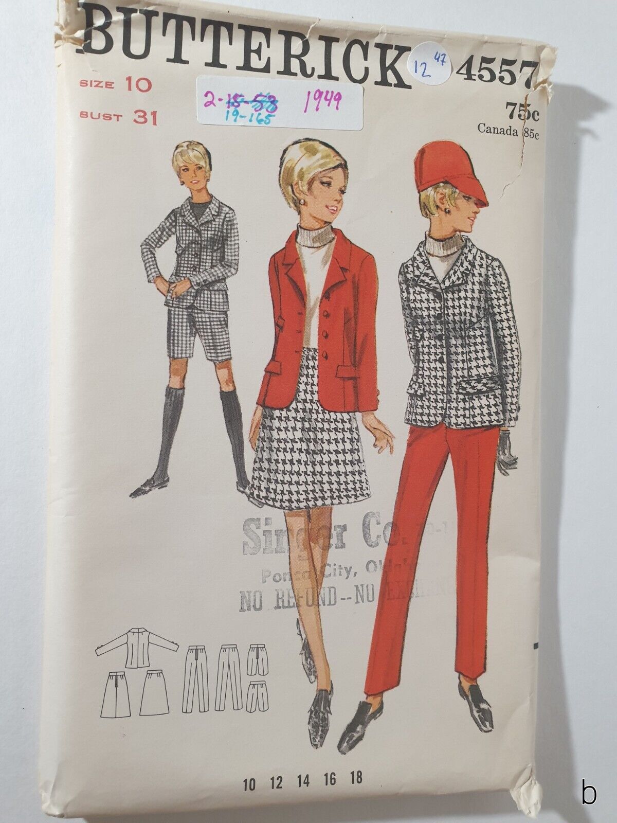 Butterick 4557 Vintage 1960s Ensemble Sewing Pattern Size 10