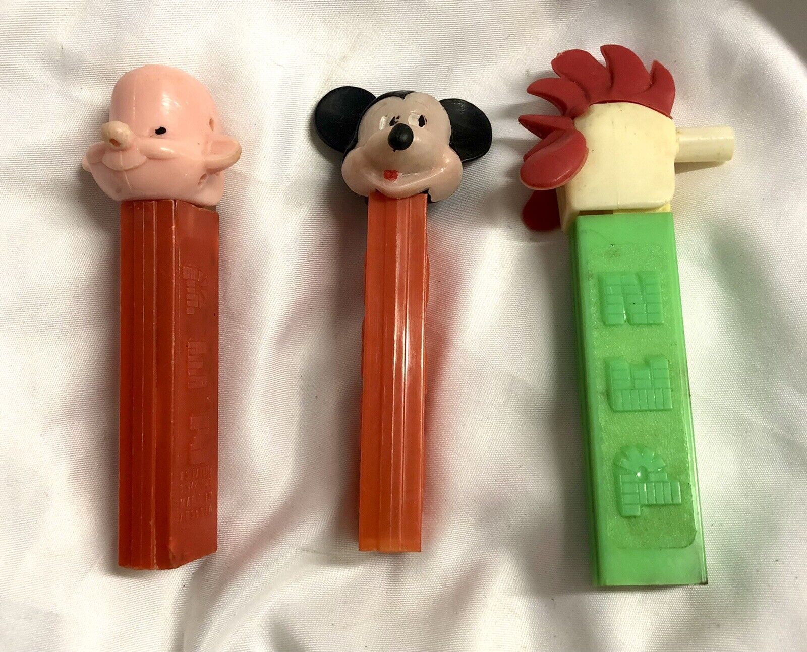 vintage pez dispensers no feet Rooster Whistle , Mickey Mouse