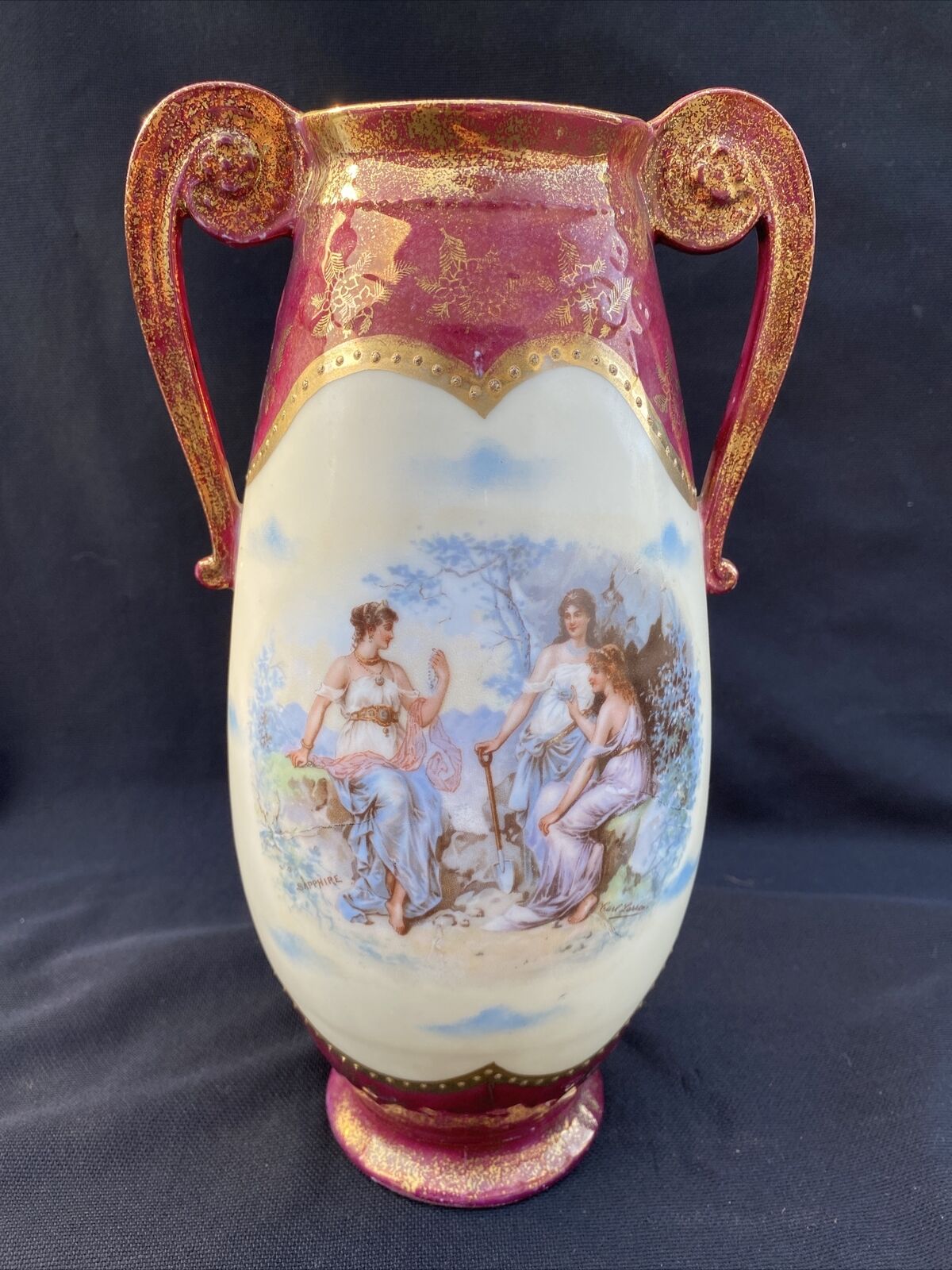 Antique Victoria Carlsbad Austria Urn Vessel Vase
