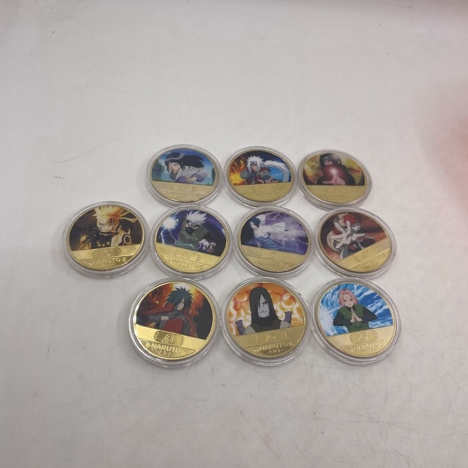 10pcs Gold Coins NARUTO Sasuke Kakashi 20th Anniversary Coin For Collection Gift