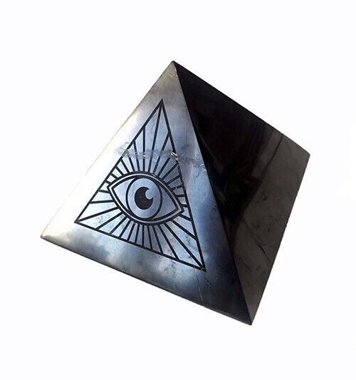 Polished shungite pyramid 100x100mm 3,94 Eye of God Karelia EMF protection