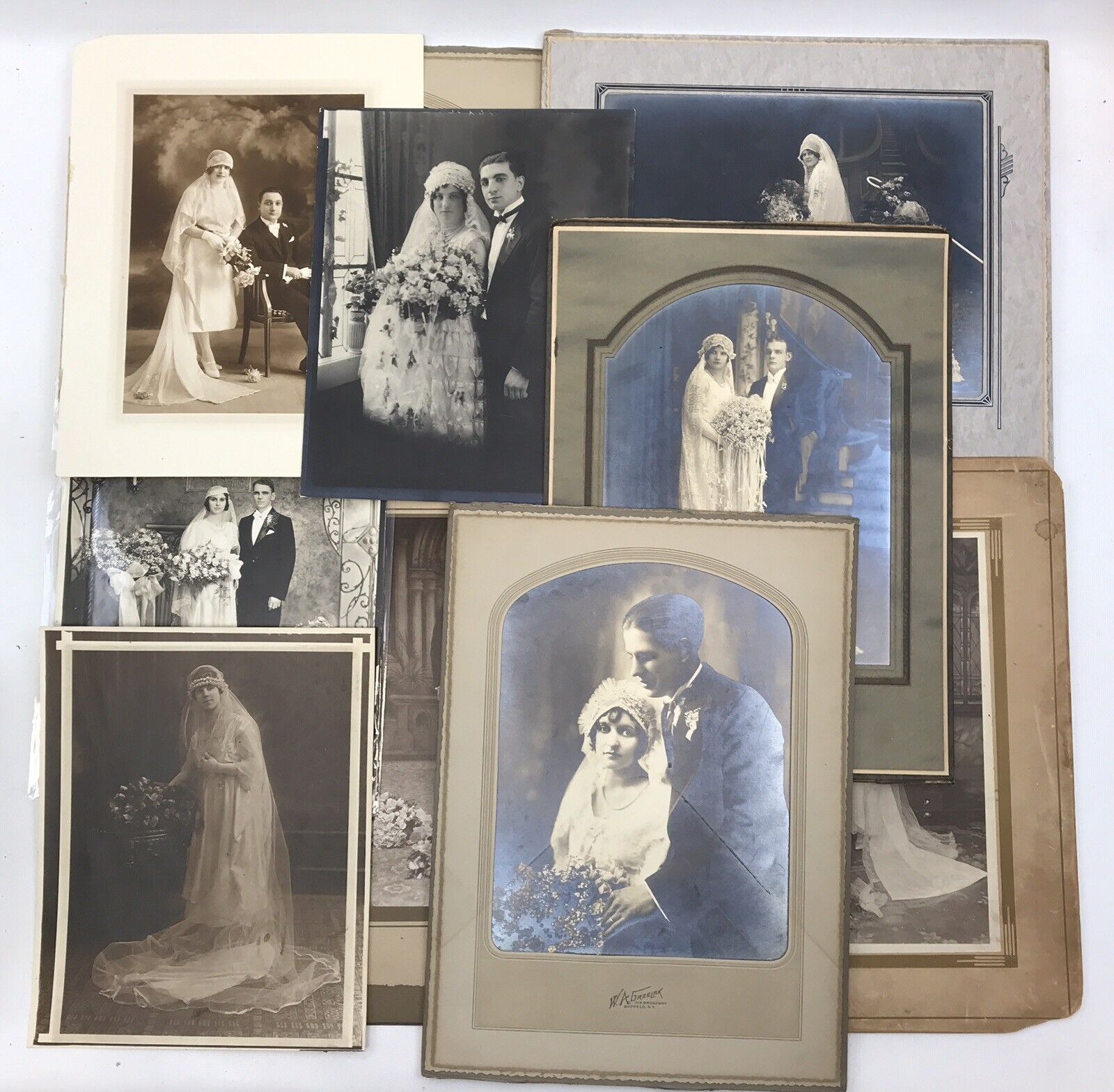 Lot of 10 Antique Large Cabinet Card / Photographs; Bride & Groom Wedding Photos
