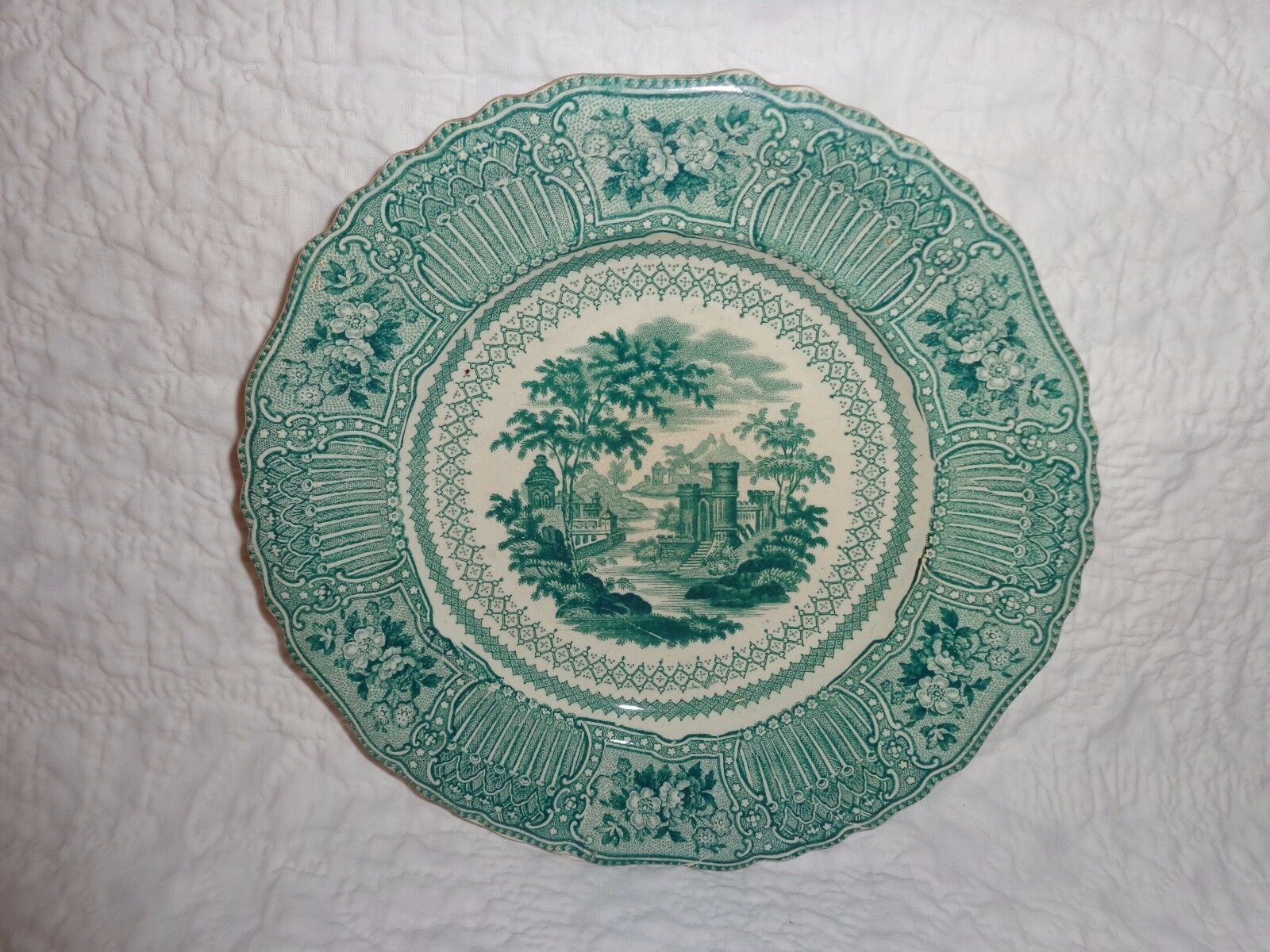 Antique Green Cologne Pattern Plate by Ralph Stevenson & Son (c.1832-1835)