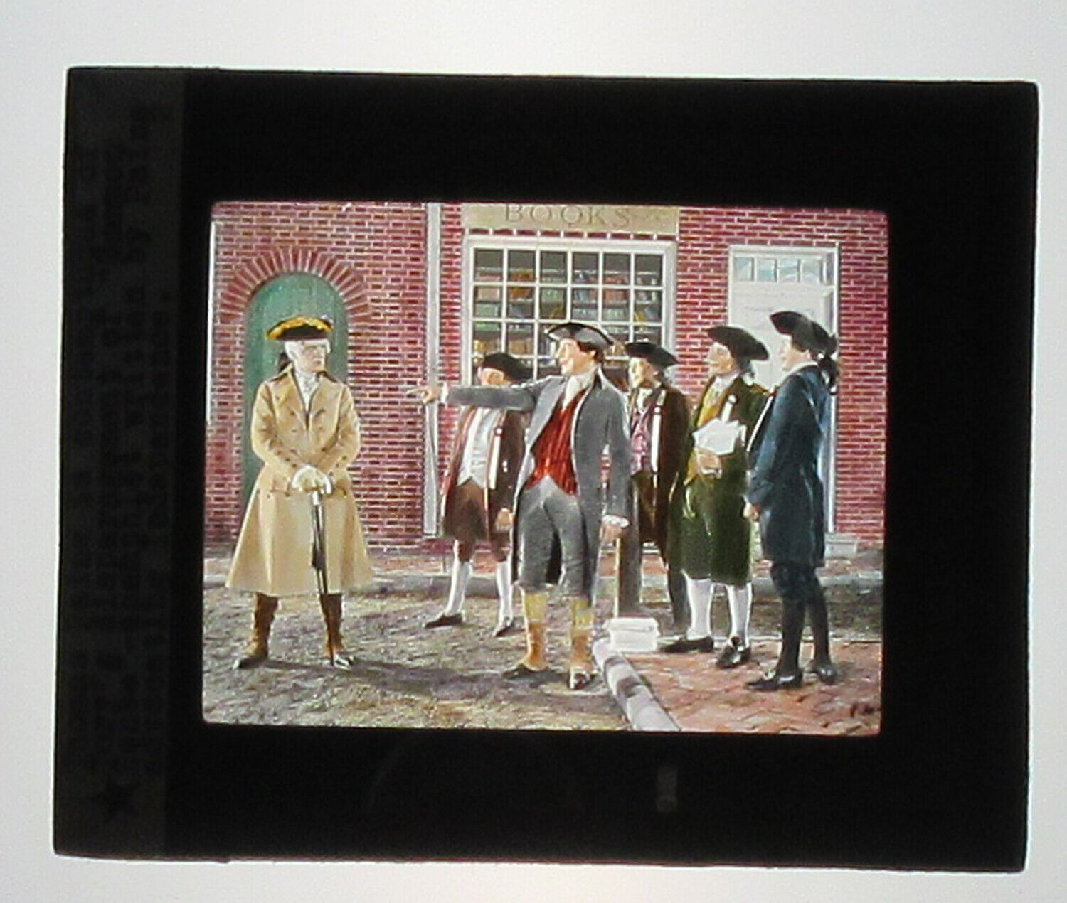  ACTORS PORTRAY THOMAS PAINE AND POLITICAL FIGURES. PHOTO ON GLASS. HAND COLORED