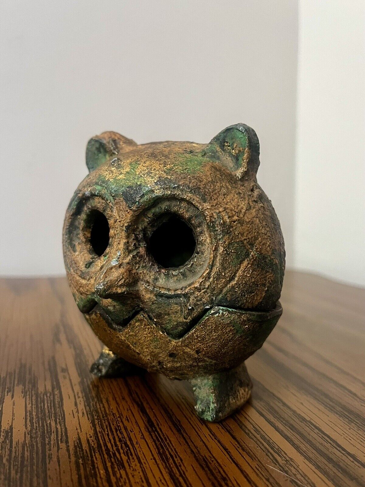 Vintage Japanese Cast Iron Owl incense burner
