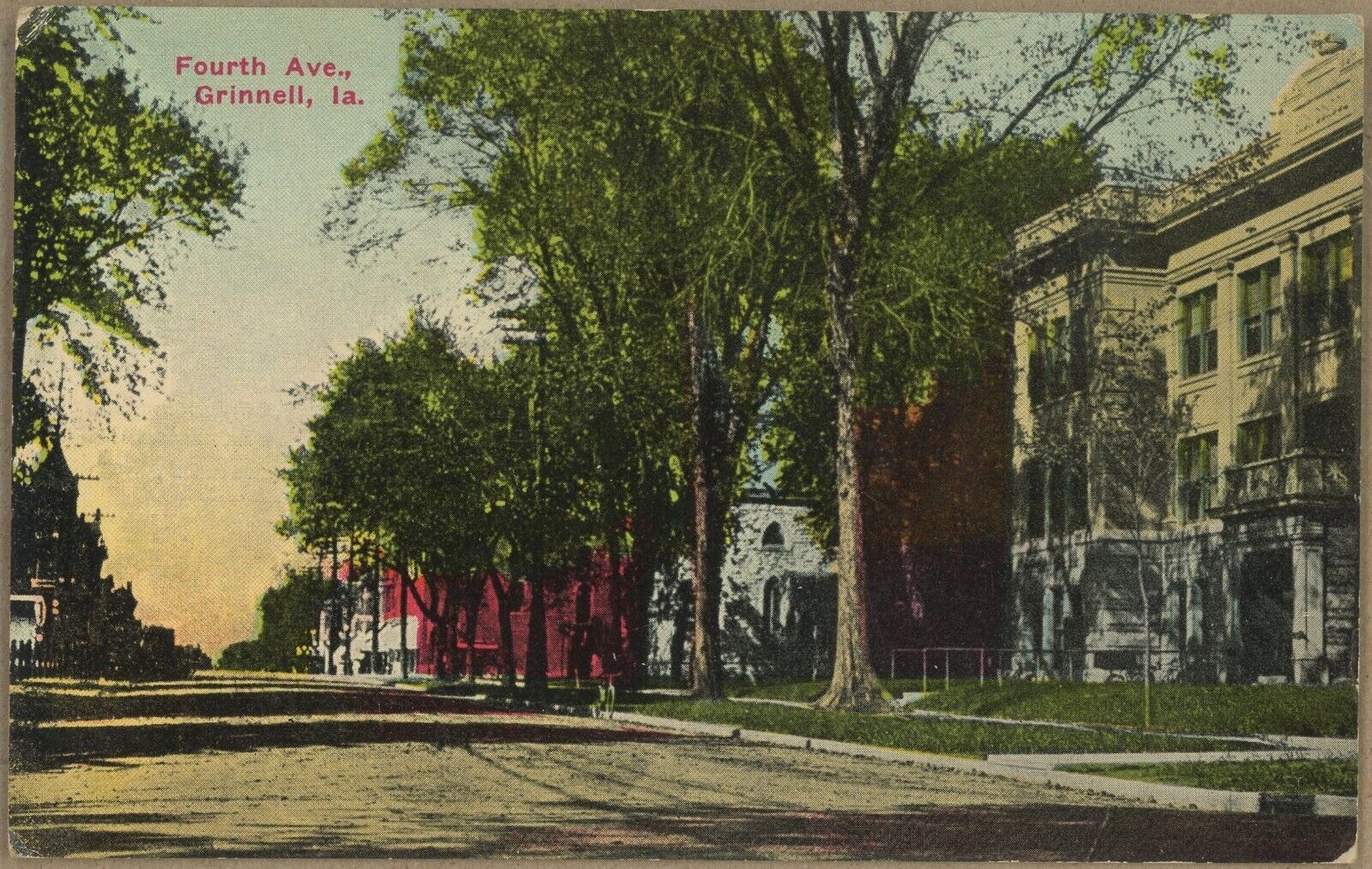 Antique Postcard - Fourth Ave. - Grinnell IA Iowa
