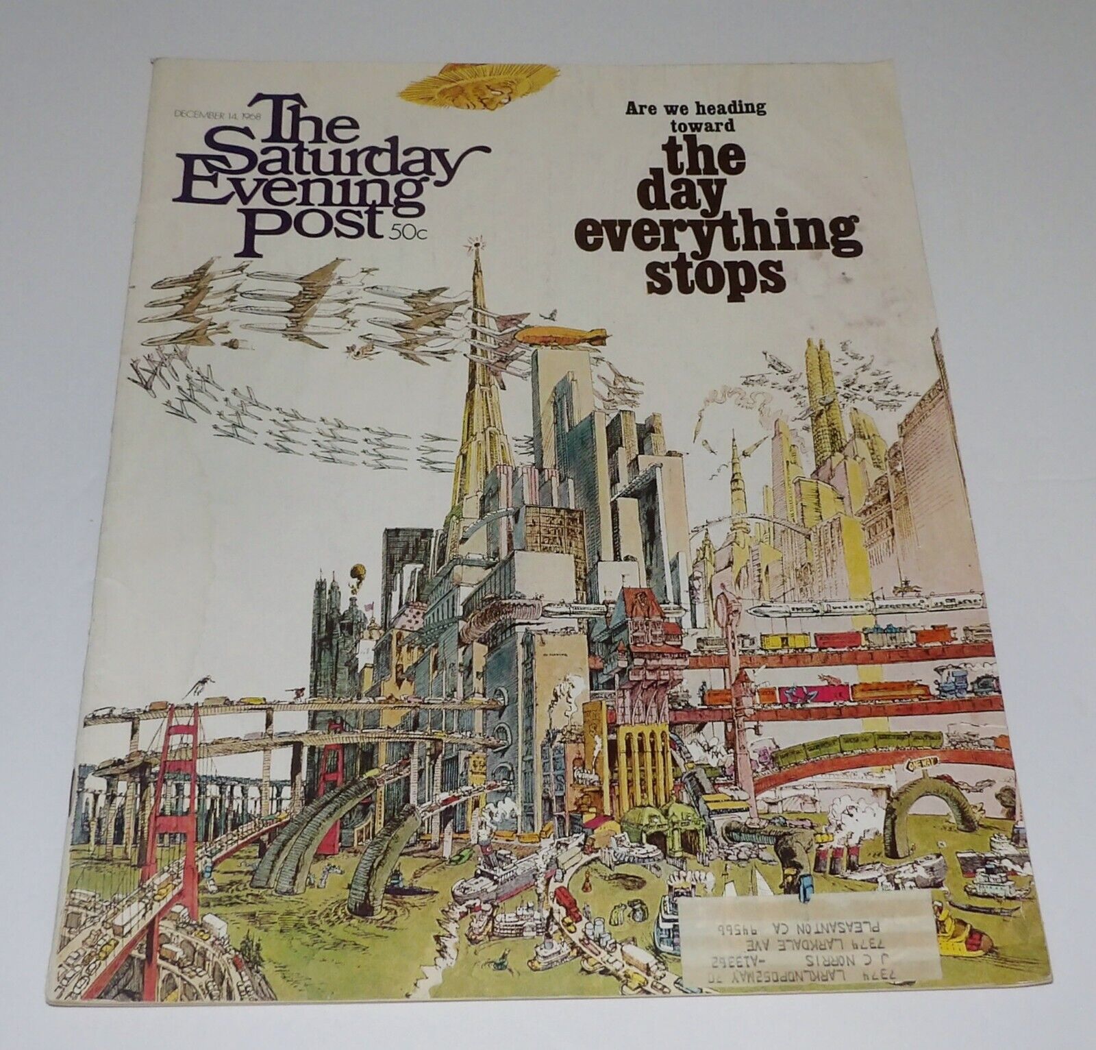 VINTAGE THE SATURDAY EVENING POST - DECEMBER 14 1968 - THE DAY EVERYTHING STOPS