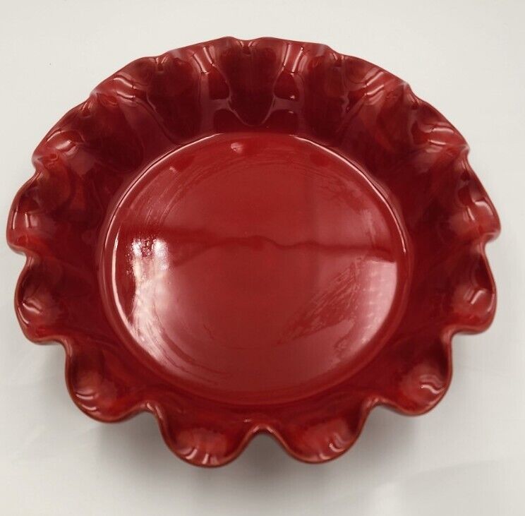 Emile Henry Red And Beige Two Tone 10.5” Pie Plate Dish Made in France 61.87 ME9