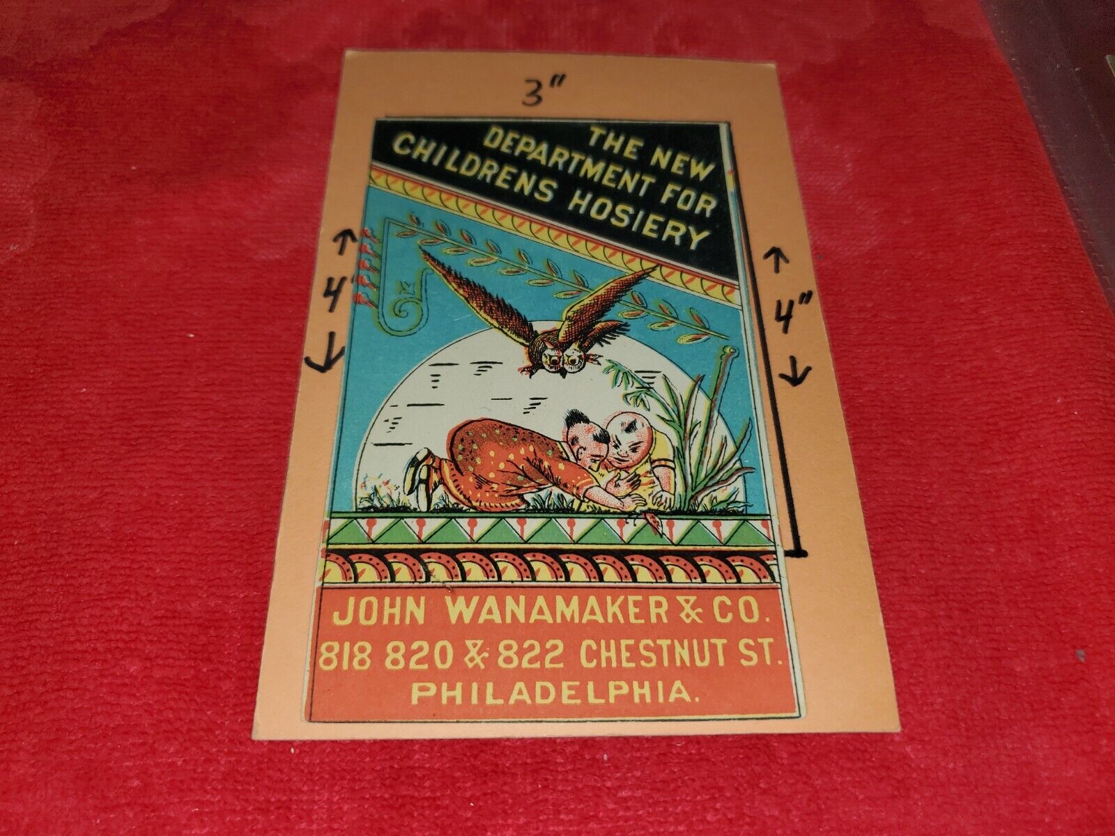 VICTORIAN TRADE CARD JOHN WANNAMAKER DEPT OF CHILDRENS HOSIERY