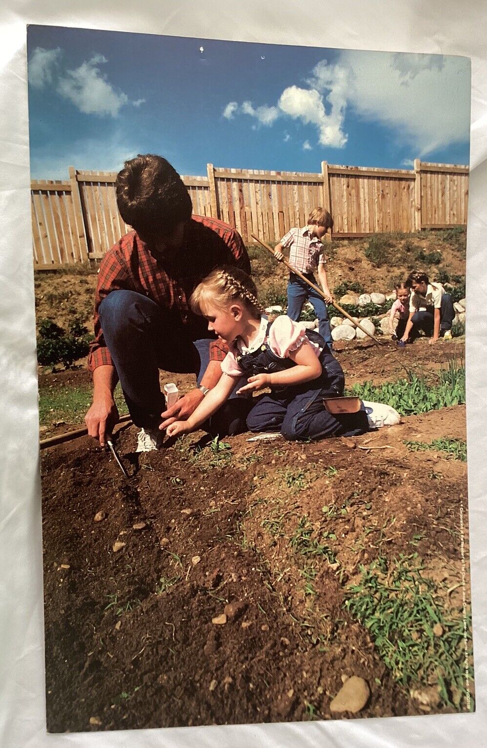 LDS Art Mormon Sunday School Lesson Poster 11x17” Dad Mom Kids Planting Garden