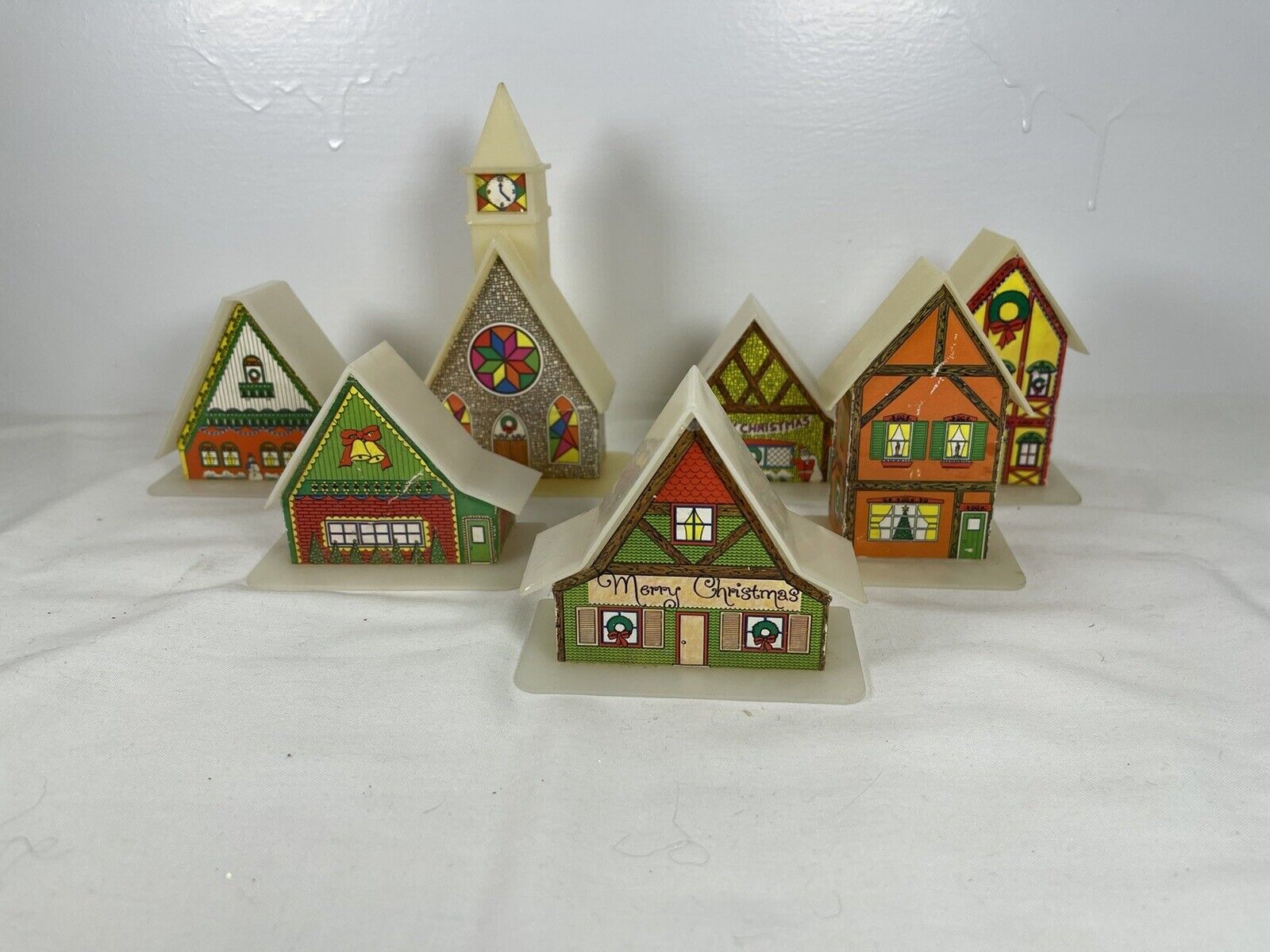 Vintage Hard Plastic Christmas House Light Covers-1970s-kitschy-village-alpine