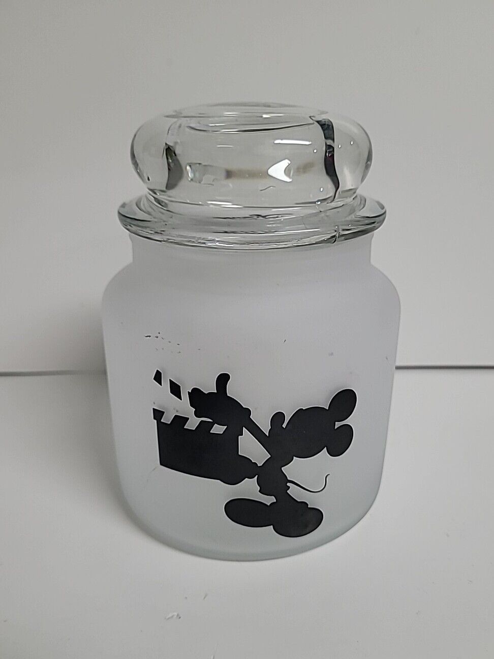 RARE | Vintage 80\'s Disney-MGM Studios Mickey Frosted Glass Jar Great Condition