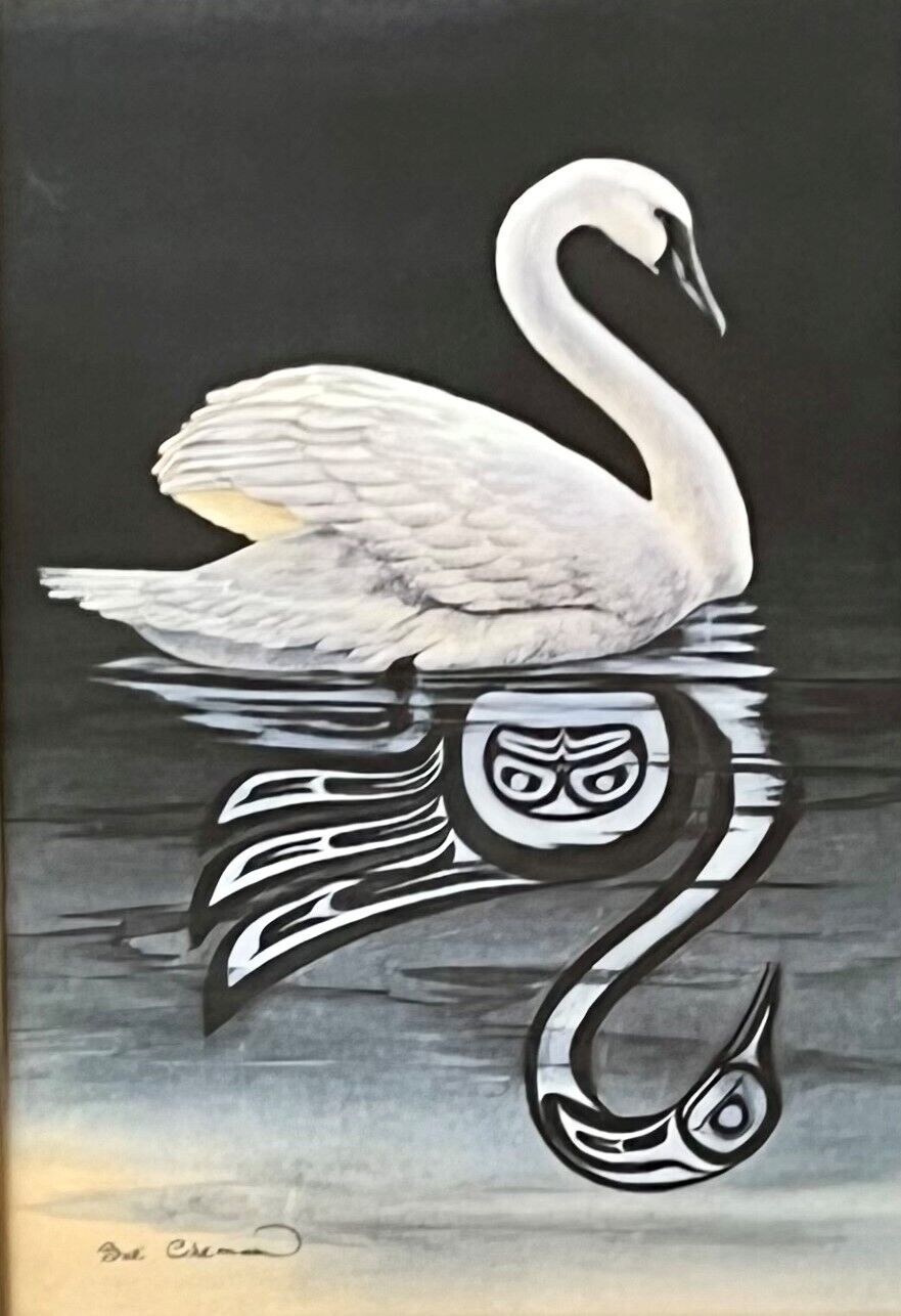 Art Print bird, Sue Coleman, The Swan, Northwest Coast watercolor, 11x14