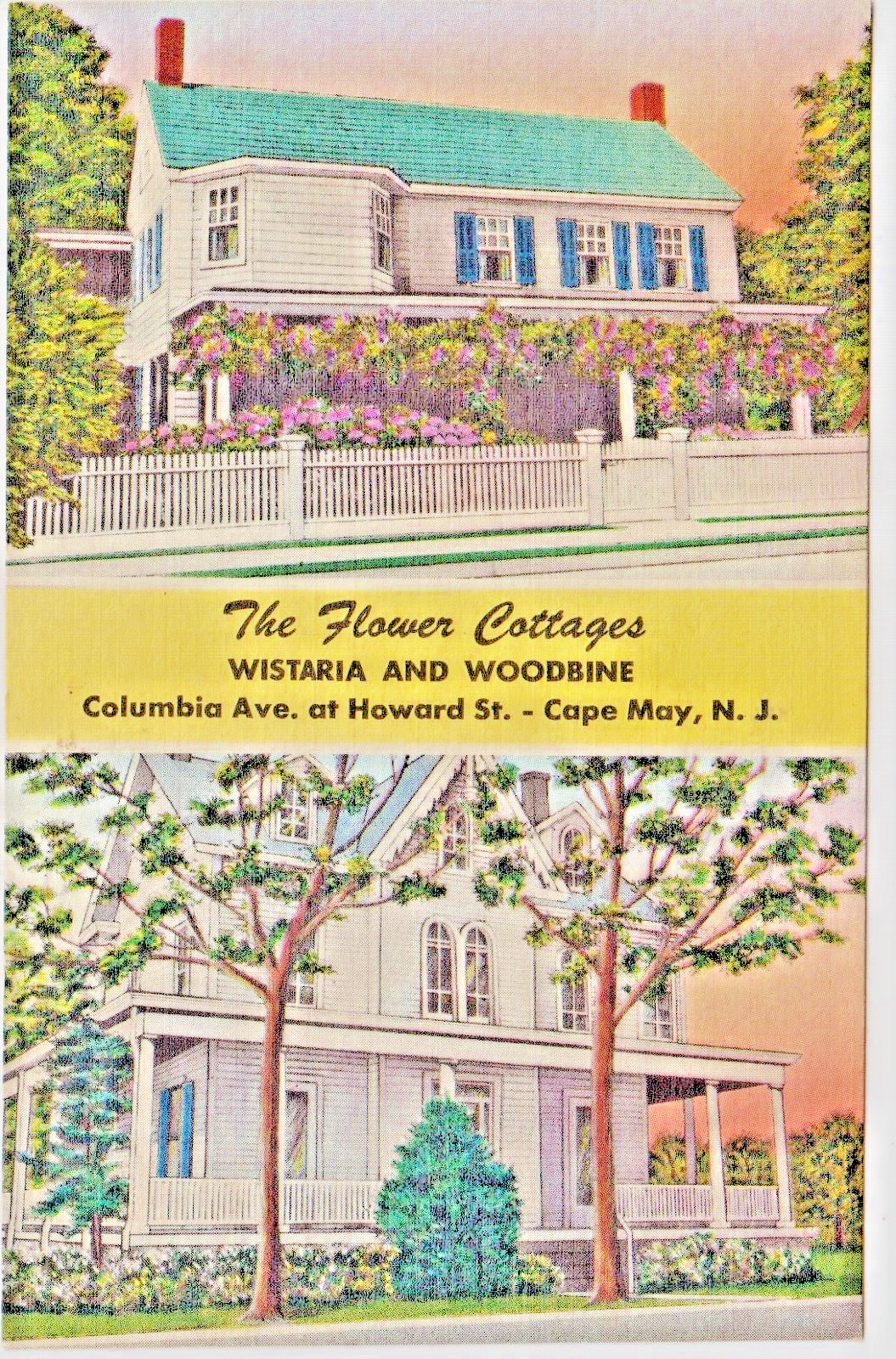 CAPE MAY NJ THE FLOWER COTTAGES THE  WISTARIA & WOOBINE HOWARD ST LINEN