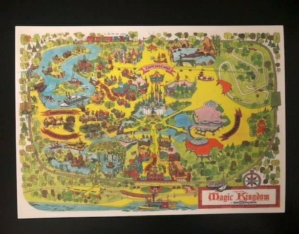 Walt Disney World\'s Magic Kingdom Park Map Vintage 50th Anniversary Reproduction