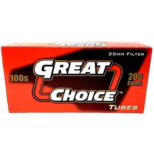 Great Choice 100mm Cigarette Tubes - Red - 200 Count [1-Box]