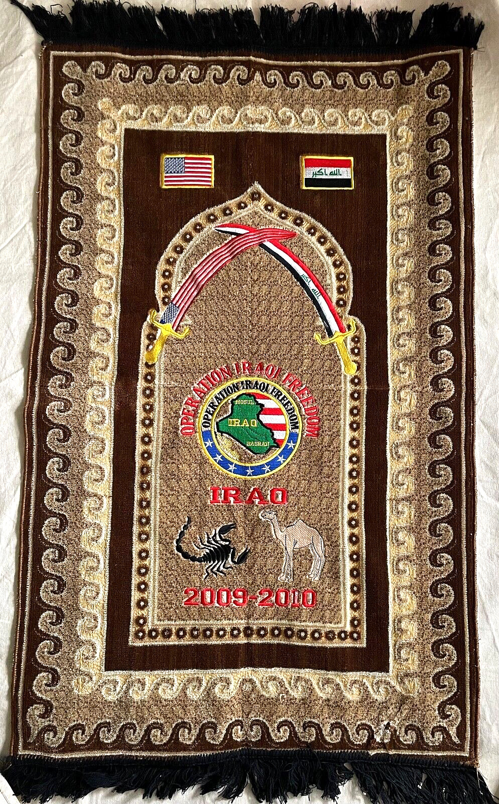 Original IRAQ US WAR RUG Operation Iraqi Freedom Souvenir 2009-10 Tapestry