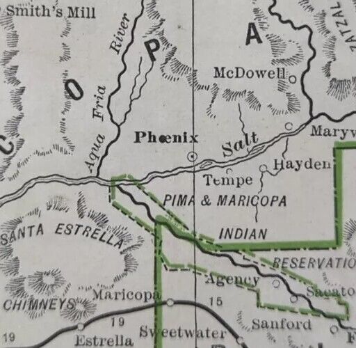 Vintage 1885 ARIZONA TERRITORY Map 11\