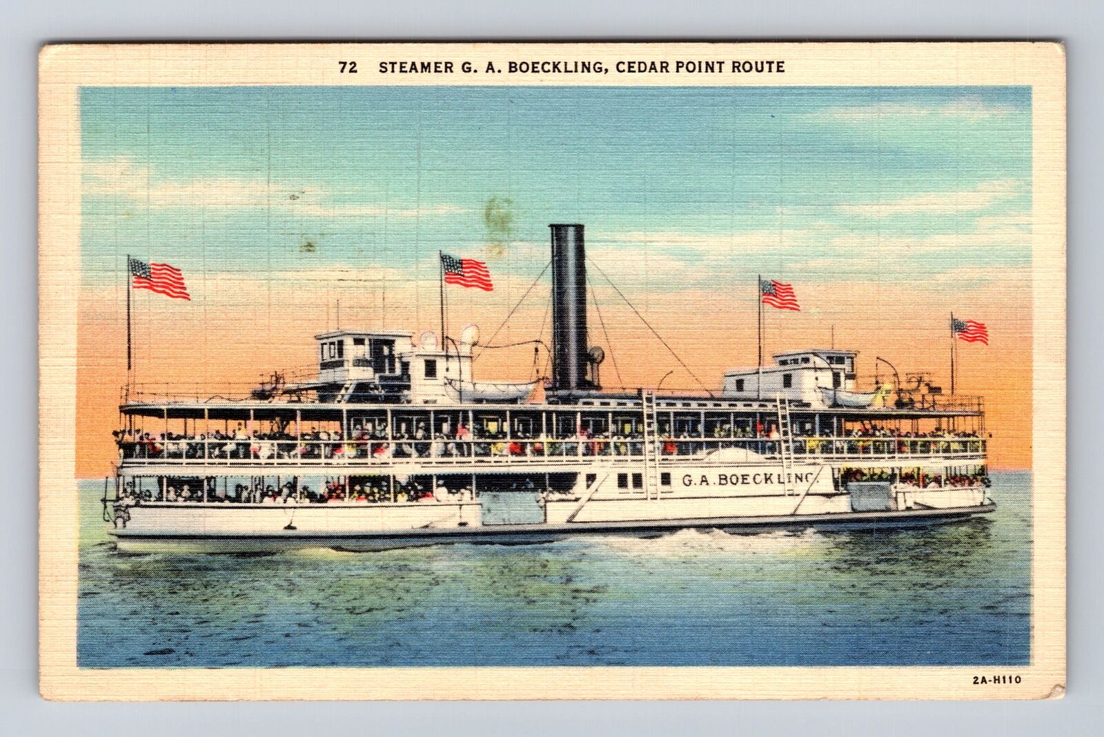 Cedar Point Route, Steamer G.A Boeckling, Ferry Transportation Vintage Postcard