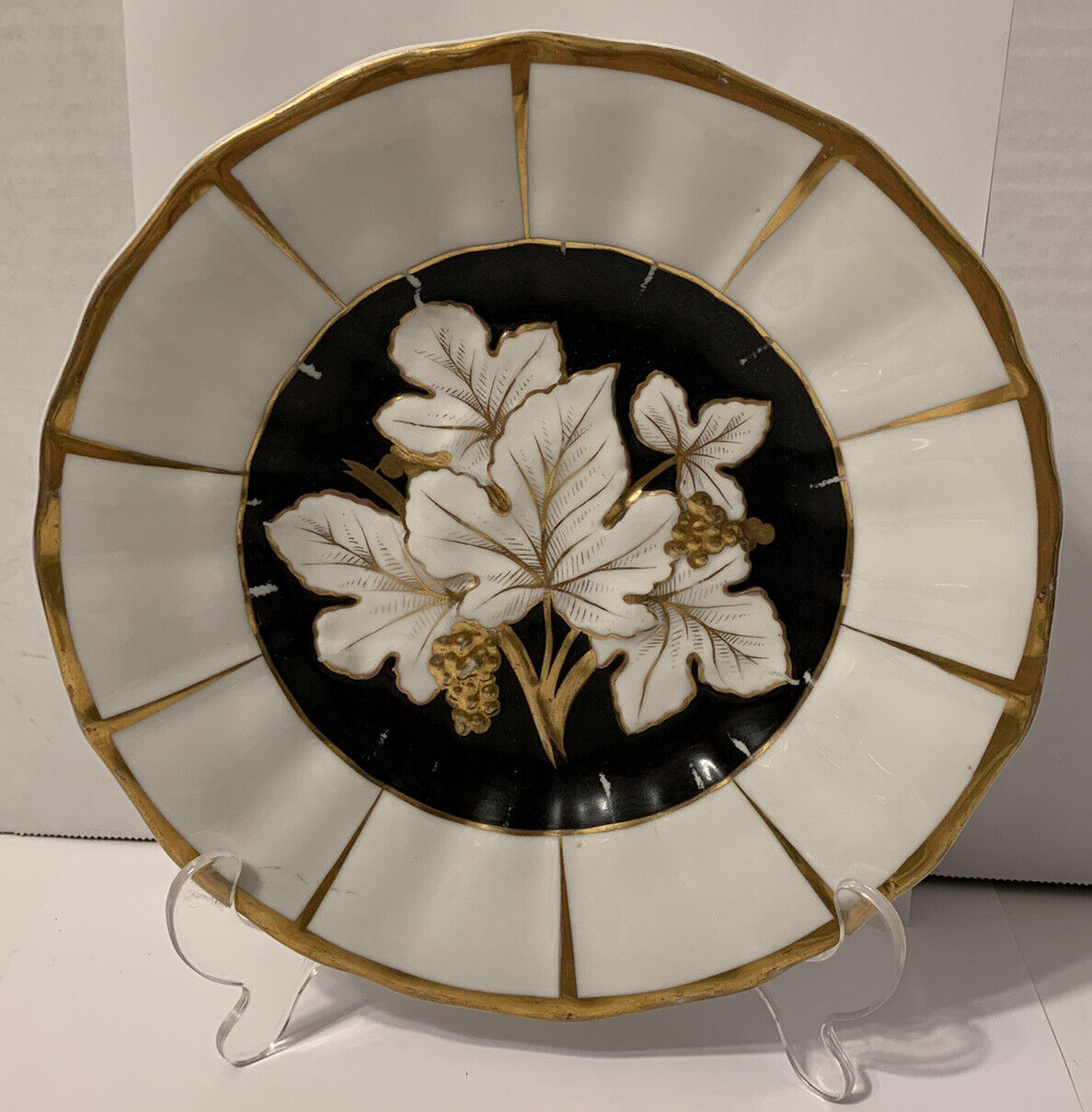 RARE c. 1850s BPM Buckau Buckauer Porcelain Raised Relief Plate - 9”