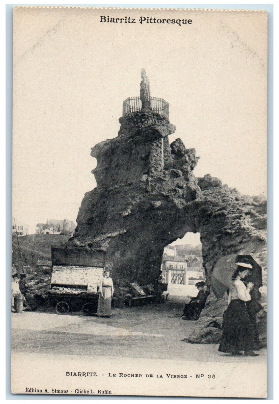 c1940\'s The Rock Of The Virgin Picturesque Biarritz France Unposted Postcard
