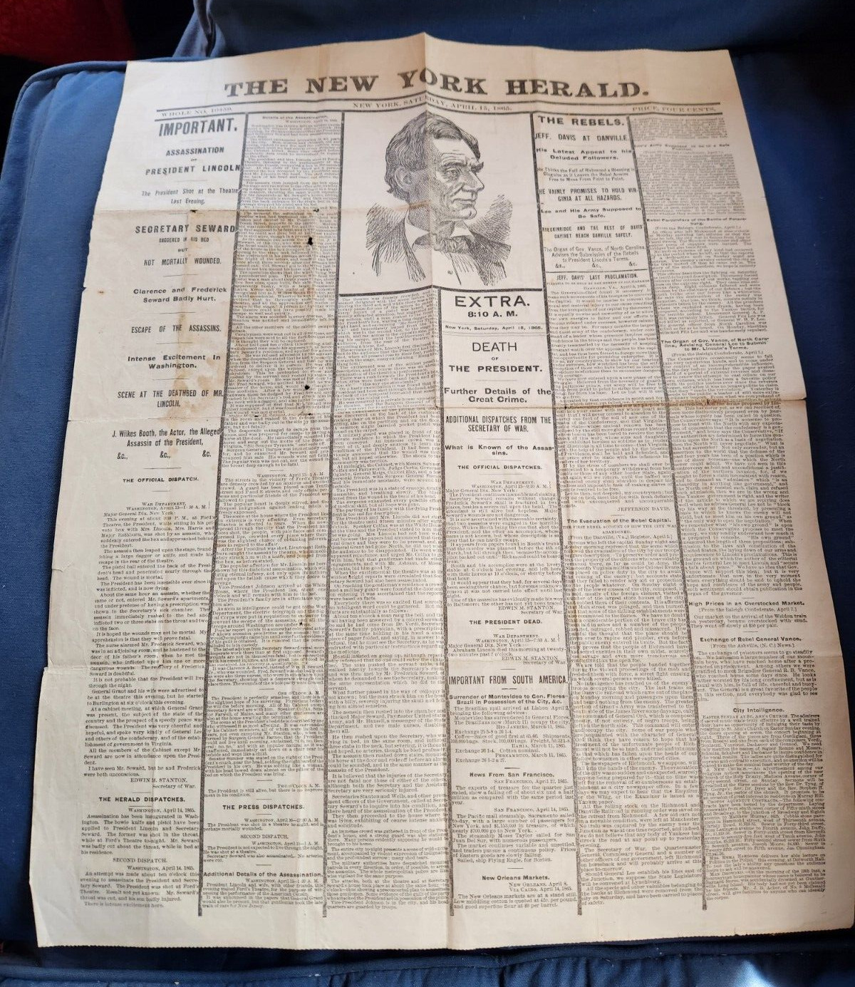 New York Herald Lincoln Assassination April 15, 1865