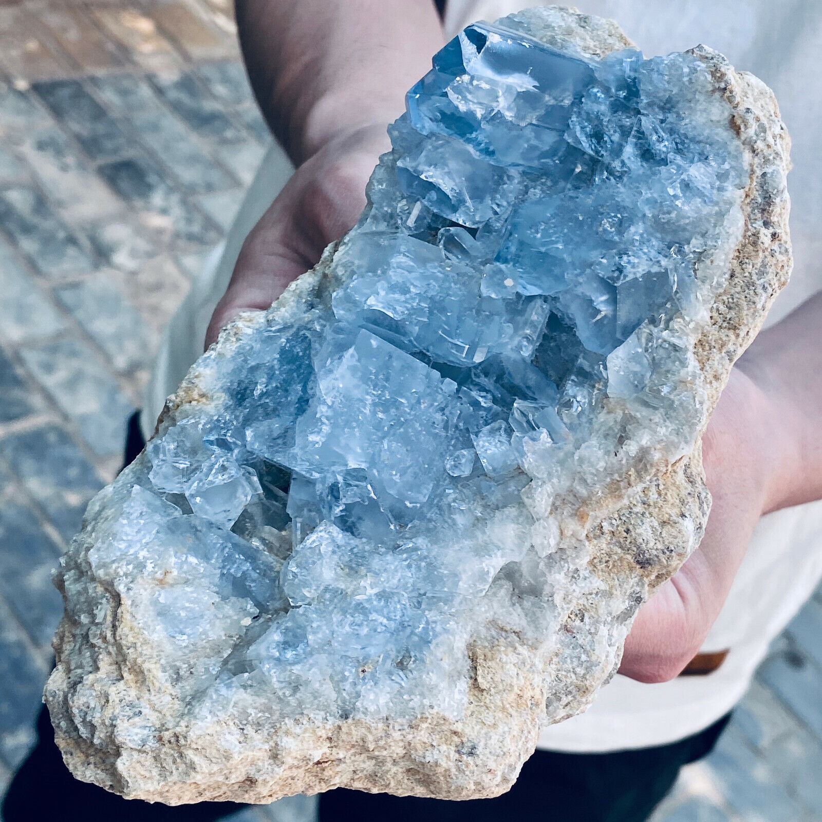 2.84 Natural Raw Blue Celestite Crystal Quartz Cluster Geode Specimen Home Decor