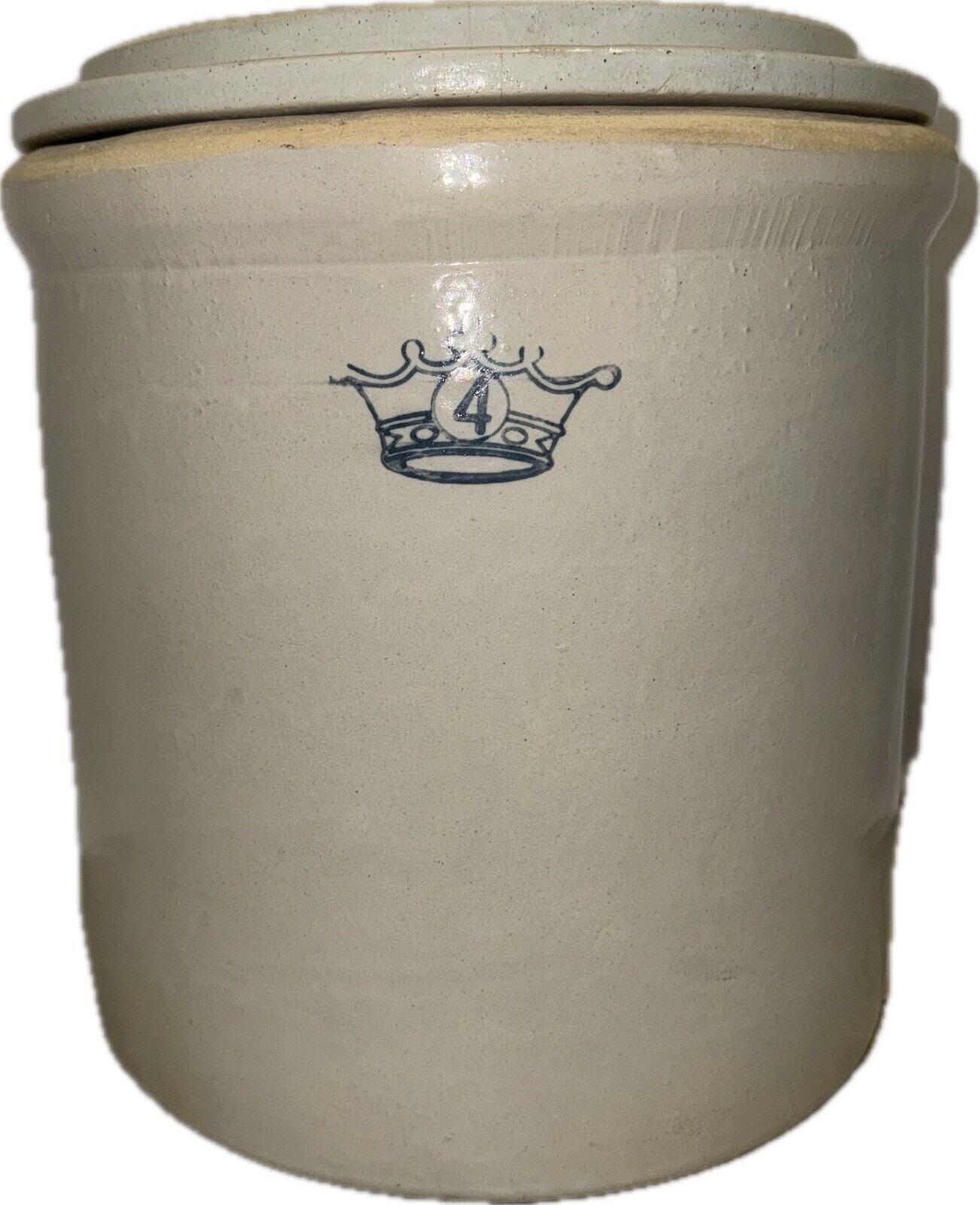 Antique Vintage Crown Ransbottom 4 Gallon Crock Stoneware Pottery With Lid