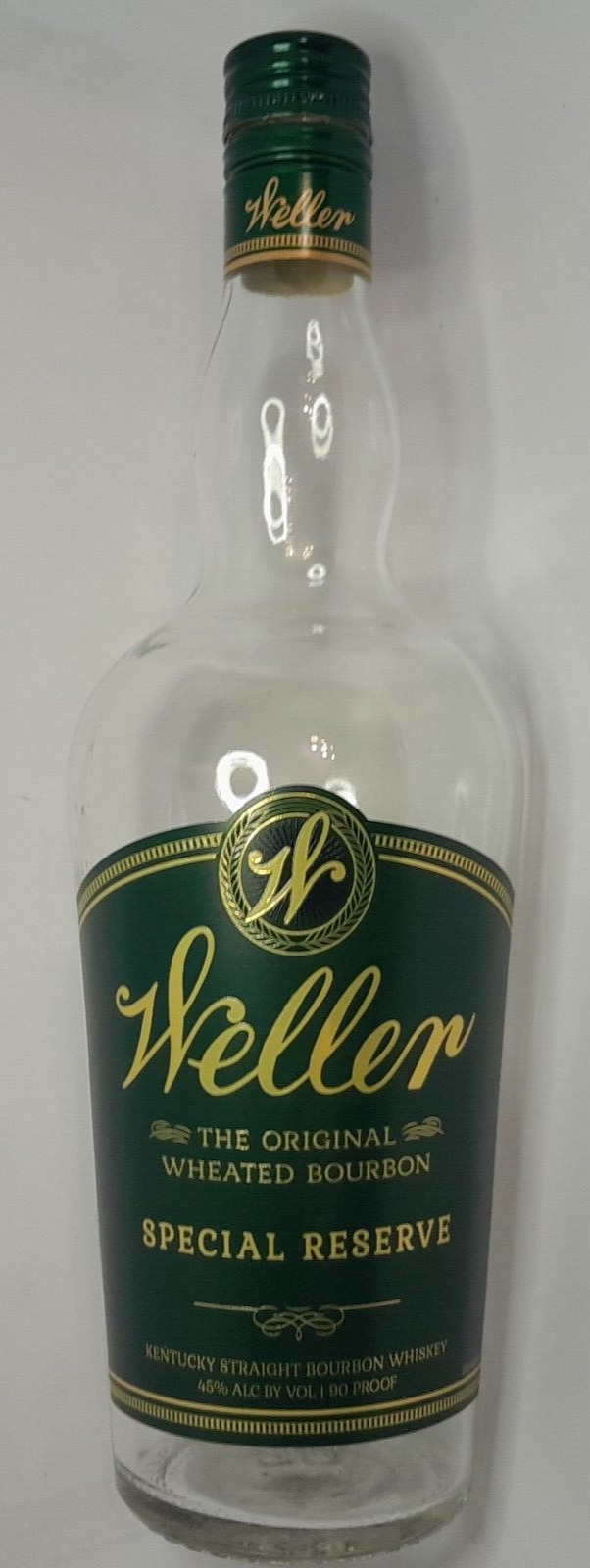Weller Bourbon Bottle EMPTY Special Reserve Green Label 750mL with Cap USED