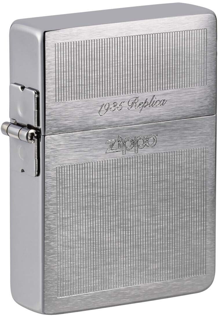 Zippo 1935 Replica Engraved Lighter, Brushed Chrome NEW IN BOX
