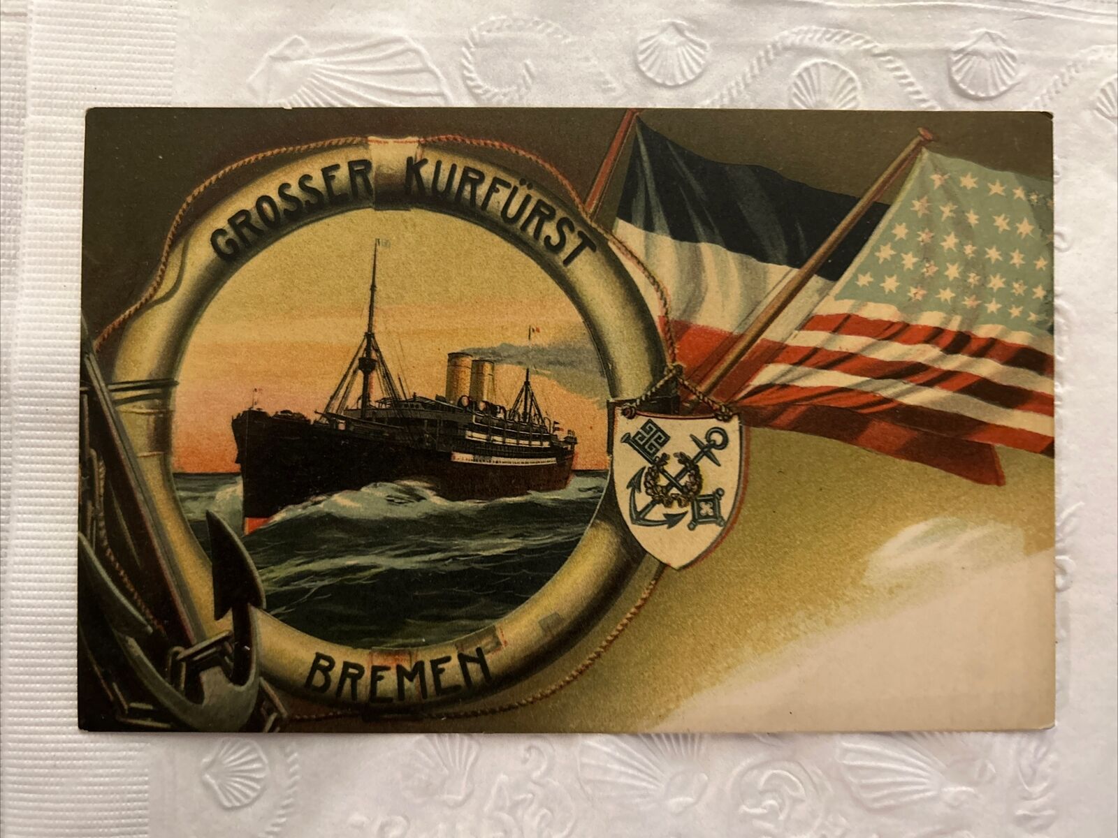 Grosser Kurfurst Bremen Ship Vintage Postcard
