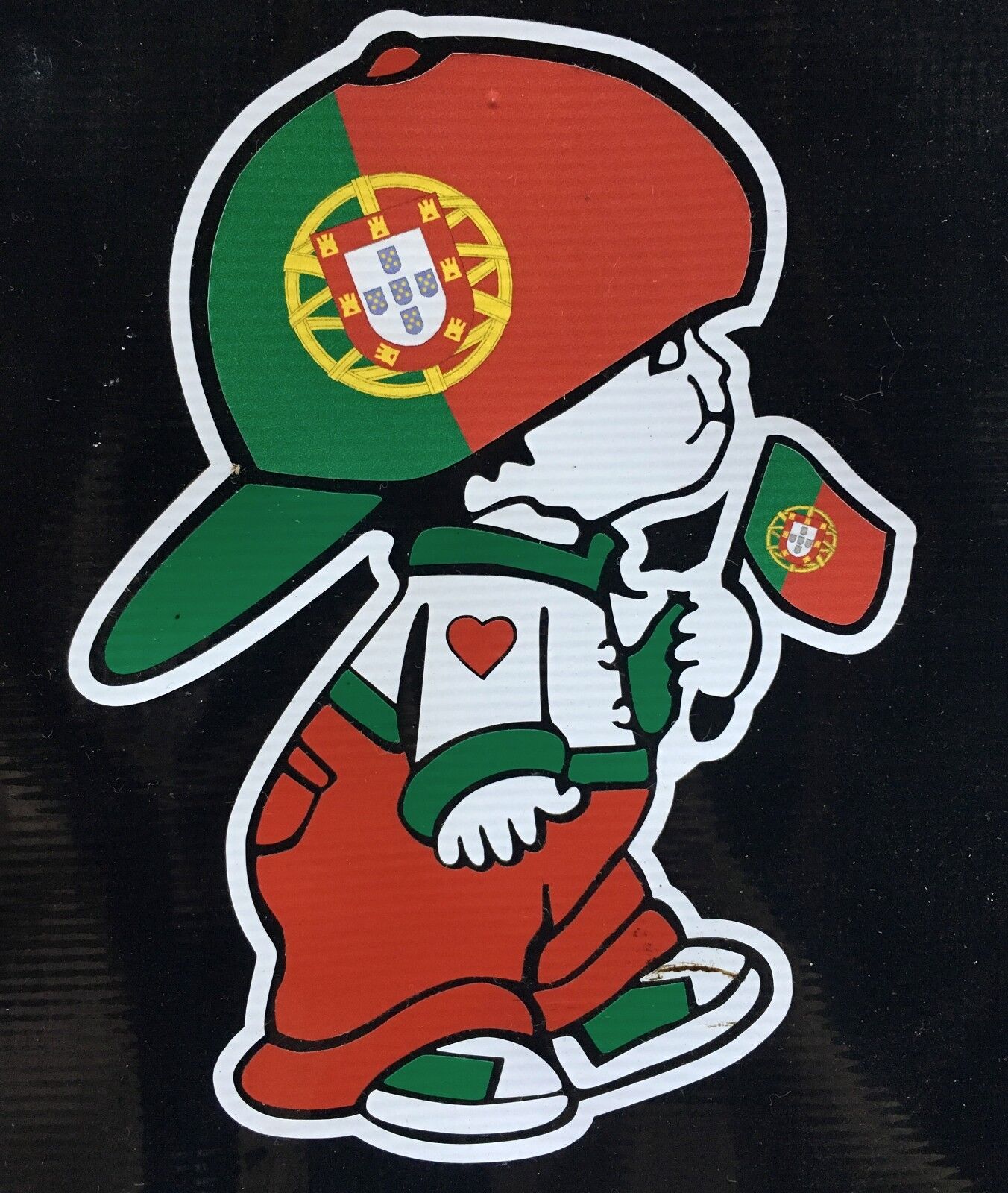 Portugese Boy holding Portugal National Flag Car Decal Sticker  