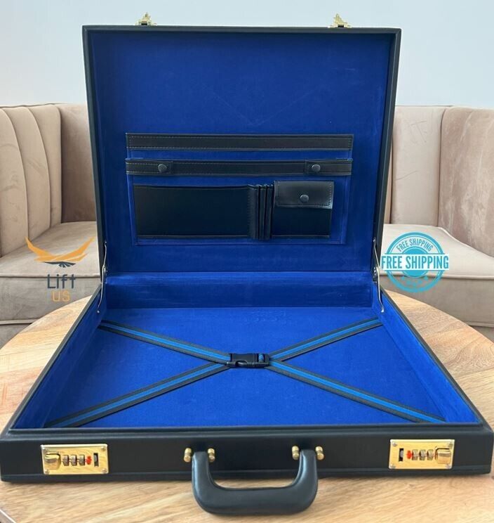 Masonic Regalia Apron Hard Case Briefcase MM or WM Mason Size Leather Case