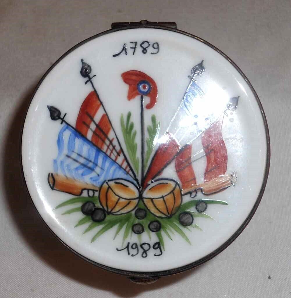 Limoges France Drum Shaped Box Commemorating 200th Bastille Day Exclusif Chamart